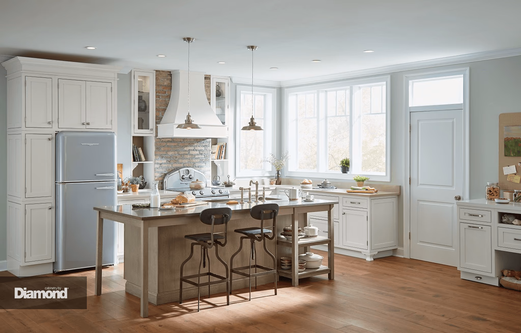 Diamond Edge Karis Maple Sterling White kitchen cabinets