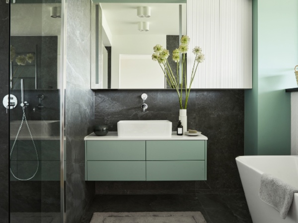 bathroom renovation with custom cabinets in MA