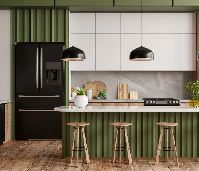 Green Kitchen Cabinets in Massachusetts